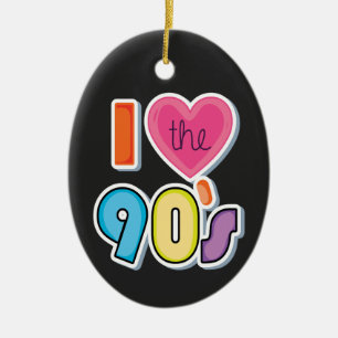Funny I Love The 90's, 1990's Theme Party  Ceramic Tree Decoration