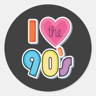 Funny I Love The 90's, 1990's Theme Party  Classic Round Sticker