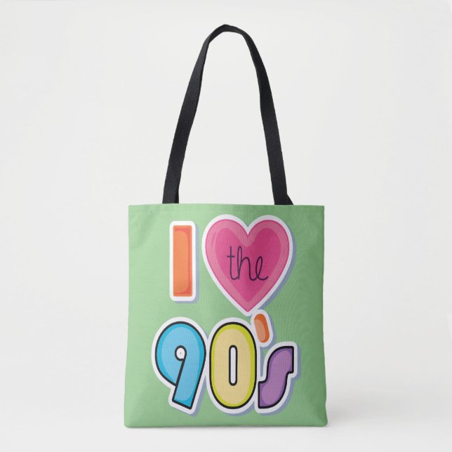 Funny I Love The 90's, 1990's Theme Party  Tote Bag (Front)