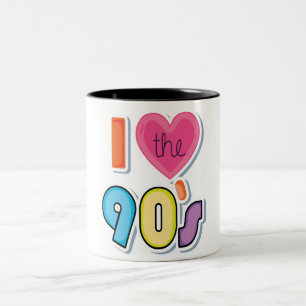 Funny I Love The 90's, 1990's Theme Party  Two-Tone Coffee Mug