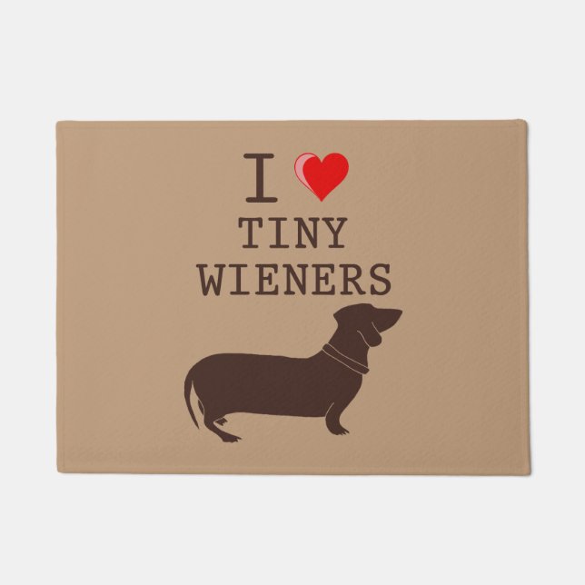 Funny I Love Tiny Wiener Dachshund Dog Doormat (Front)