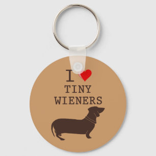 Funny I Love Tiny Wiener Dachshund Key Ring