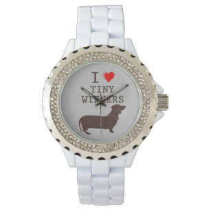 Funny I Love Tiny Wiener Dachshund Silver Plated Watch