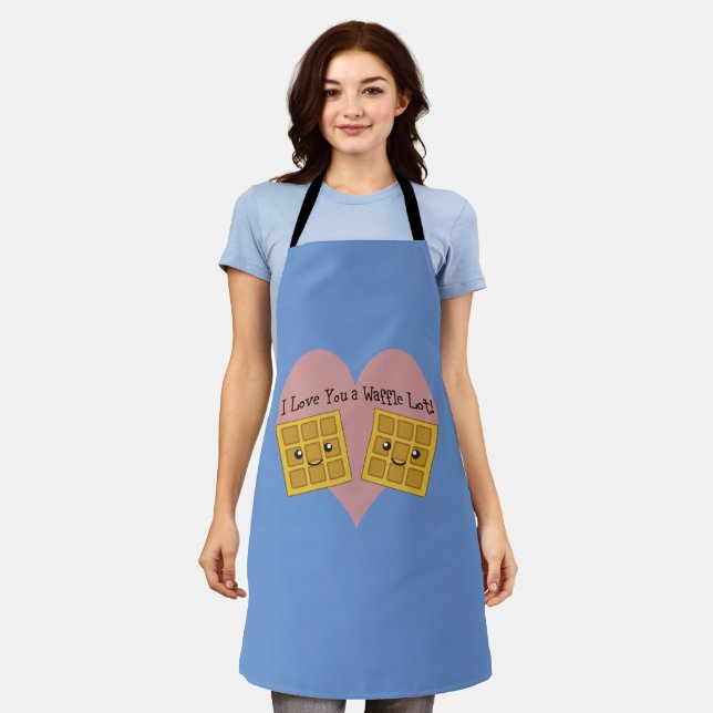 Funny I Love You A Waffle Lot Cute Kawaii Waffles Apron (Worn)