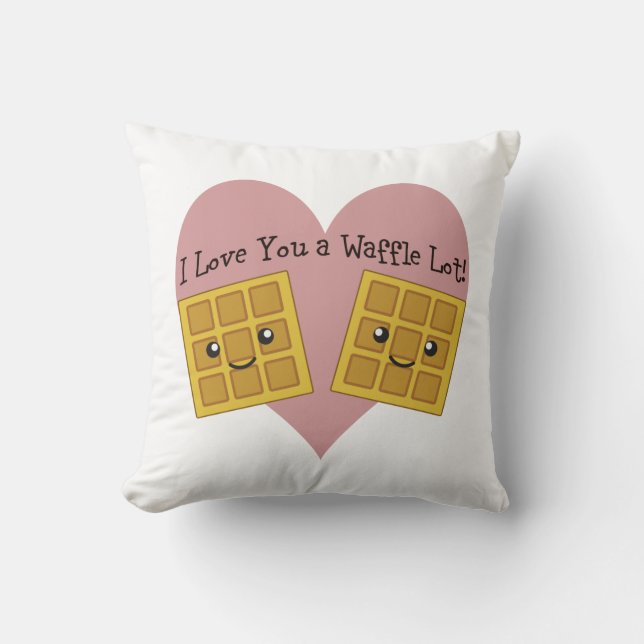 Funny I Love You A Waffle Lot Cute Kawaii Waffles Cushion (Front)
