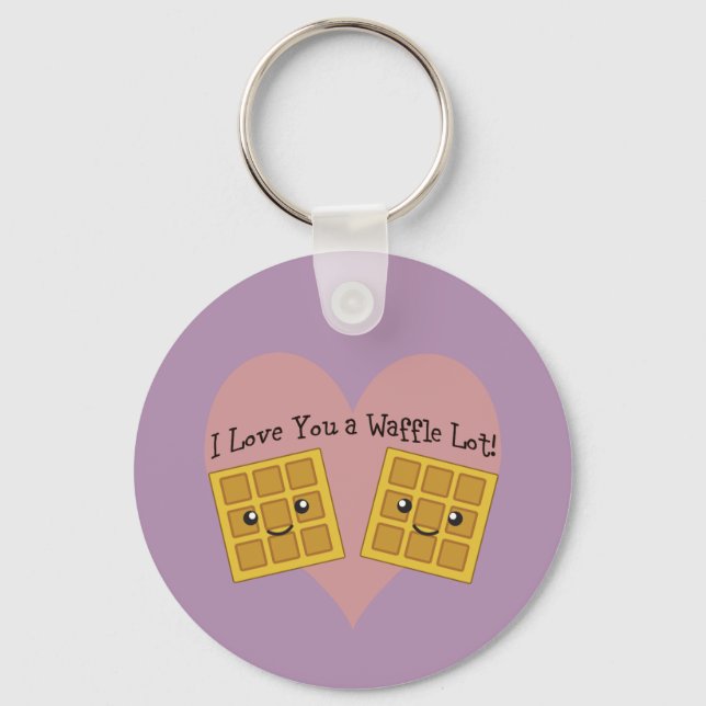 Funny I Love You A Waffle Lot Cute Kawaii Waffles Key Ring (Front)