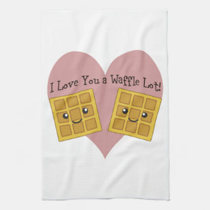 Funny I Love You A Waffle Lot Cute Kawaii Waffles Tea Towel