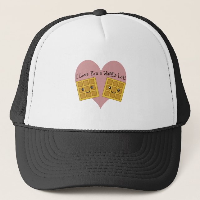 Funny I Love You A Waffle Lot Cute Kawaii Waffles Trucker Hat (Front)