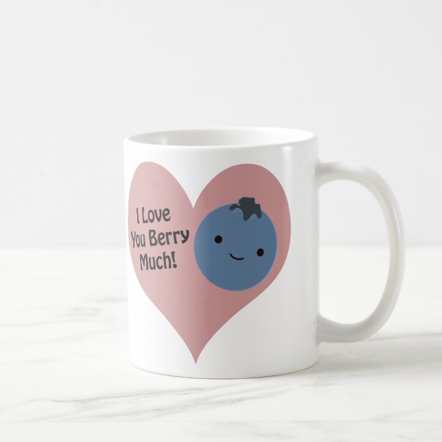 Funny I Love You Berry Much  Cute Kawaii Blueberry Coffee Mug (Right)