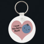 Funny I Love You Berry Much  Cute Kawaii Blueberry Key Ring<br><div class="desc">I love you berry much!  Funny berry pun and cute kawaii blueberry.</div>