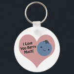 Funny I Love You Berry Much  Cute Kawaii Blueberry Key Ring<br><div class="desc">I love you berry much!  Funny berry pun and cute kawaii blueberry.</div>