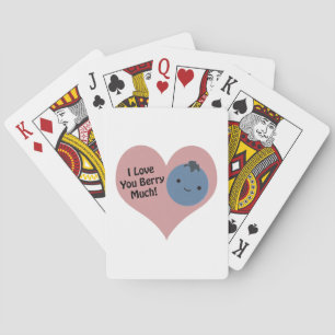 Funny I Love You Berry Much  Cute Kawaii Blueberry Playing Cards