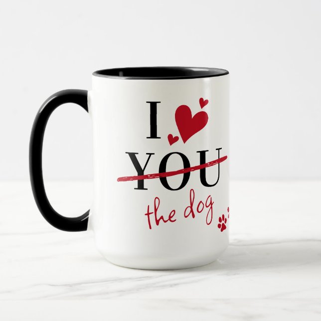 Funny I Love You Dog Valentines Custom Pet Photo Mug (Left)