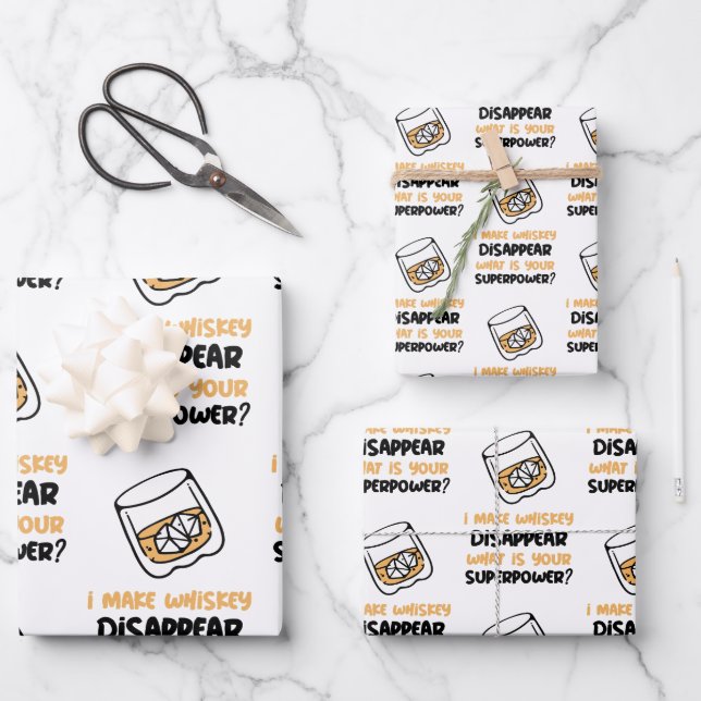 Funny I Make Whiskey Disappear Wrapping Paper Sheet (Front)