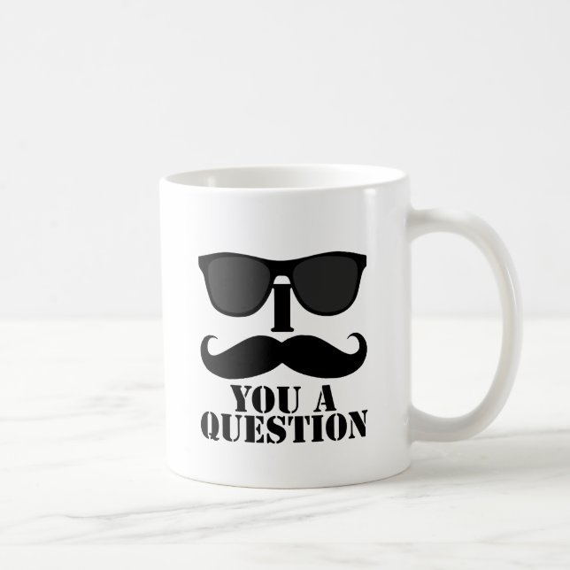 Funny I Moustache You A Question Black Sunglasses Coffee Mug (Right)