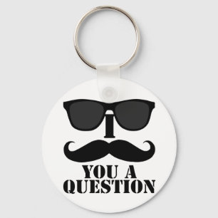 Funny I Moustache You A Question Black Sunglasses Key Ring