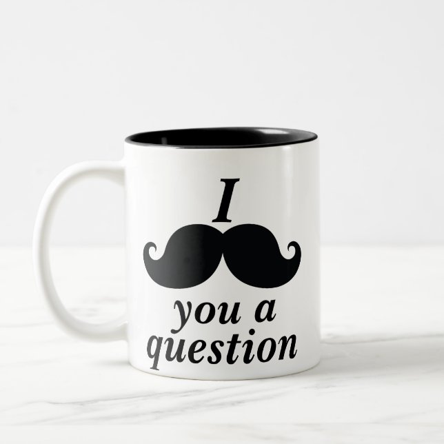 Funny I moustache you a question Two-Tone Coffee Mug (Left)