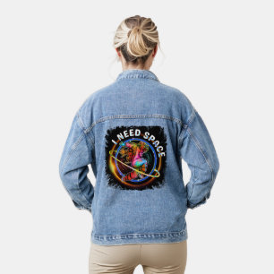 FUNNY I NEED SPACE ASTRONAUT GALAXY DENIM JACKET