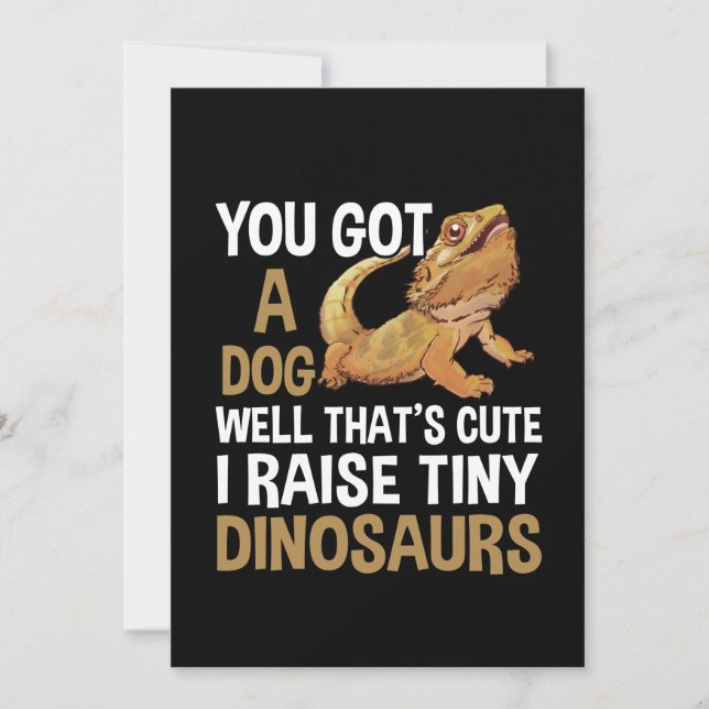 Funny I Raise Tiny Dinosaurs Bearded Dragon Pet Save The Date (Front)