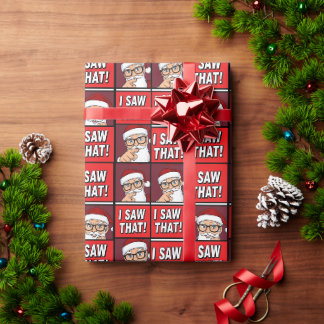 Funny "I Saw That" Santa Claus Meme Comic Wrapping Paper