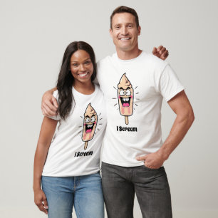 Funny "I Scream" Ice Cream Cartoon T-Shirt