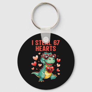 Funny I Steal 67 Hearts T-rex Dinosaur Valentine Key Ring