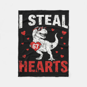 Funny I Steal Hearts 67 Valentine Dinosaur Meme 6  Fleece Blanket