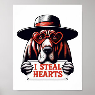 Funny I Steal Hearts Kids Mens Womens Bloodhound V Poster