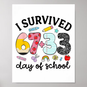 Funny I Survived 100 Days Of School Celebration Te Poster