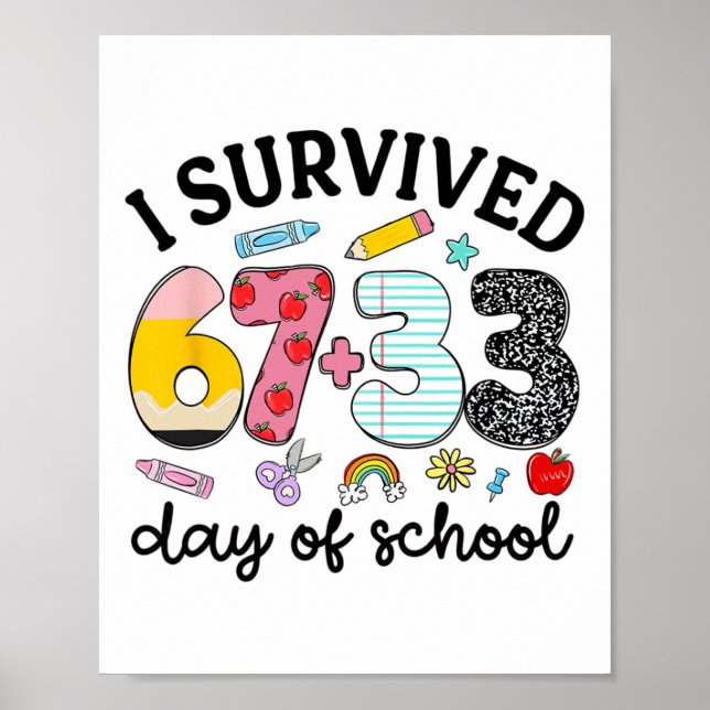 Funny I Survived 100 Days Of School Celebration Te Poster (Front)