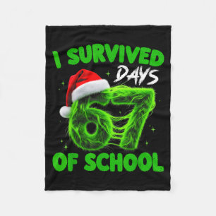 Funny I Survived 67 Days Of School Christmas Kids  Fleece Blanket