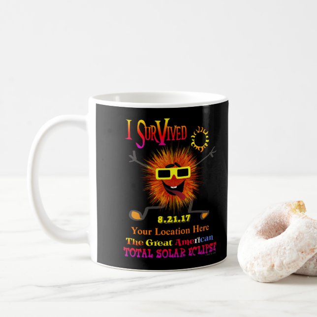 Funny I Survived The Great American Solar Eclipse Coffee Mug (With Donut)
