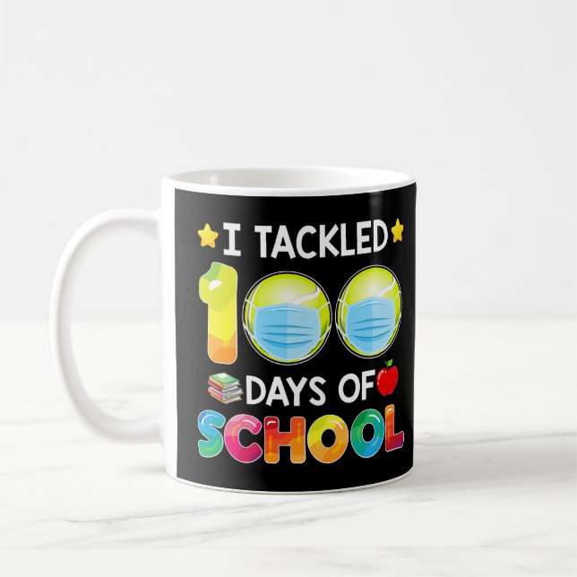 Funny I Tackled 100 Days Of School Tennis Boy Matc Coffee Mug (Left)