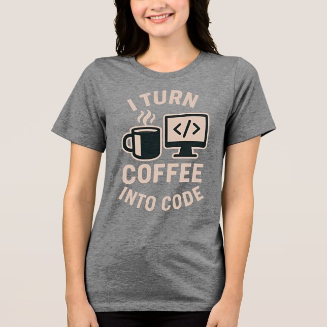 Funny I Turn Coffee Into Code Tri-Blend Shirt (Front)