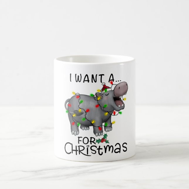 Funny I Want A Hippo For Christmas Coffee Mug (Center)