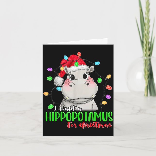 Funny I Want A Hiptamus For Christmas Xmas Hip Lov Card (Front)