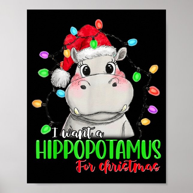 Funny I Want A Hiptamus For Christmas Xmas Hip Lov Poster (Front)