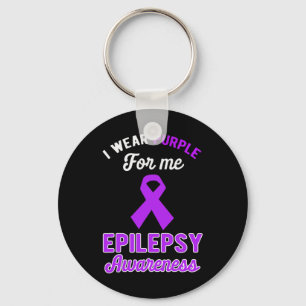 Funny I Wear Purple For Me Epilepsy Awareness Purp Key Ring