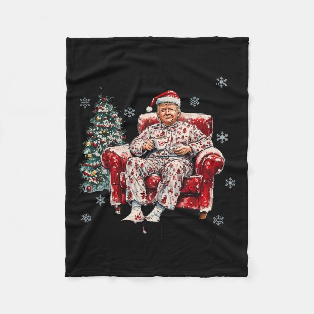Funny I Will Be Home For Christmas Humourous Trump Fleece Blanket (Front)
