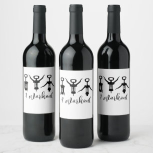 Funny I  Work Out Wine Bottle Corkscrew  Label