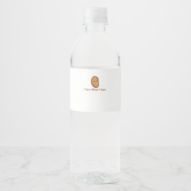 Funny I Yam What I Yam For Men, Women & Youth Water Bottle Label (Front)