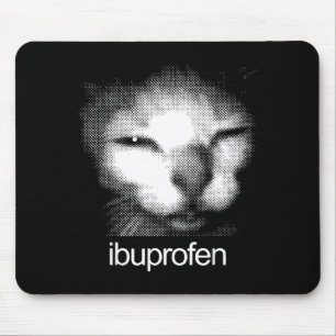 Funny Ibuprofen Cat Meme Retro Ugly Cat Face Mens Mouse Mat