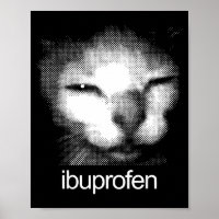 Funny Ibuprofen Cat Meme Retro Ugly Cat Face Mens