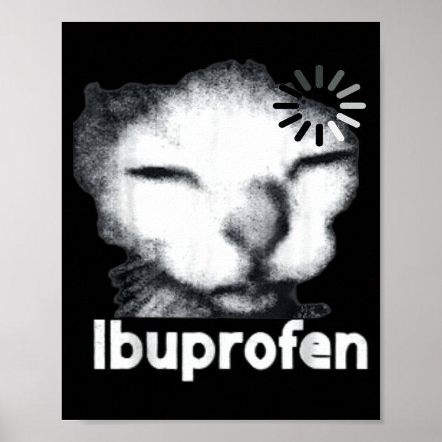 Funny Ibuprofen Cat Meme with Cringe Ugly Feline Poster (Front)