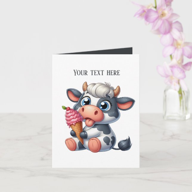 Funny ice cream cow lovers customisable  card (Orchid)