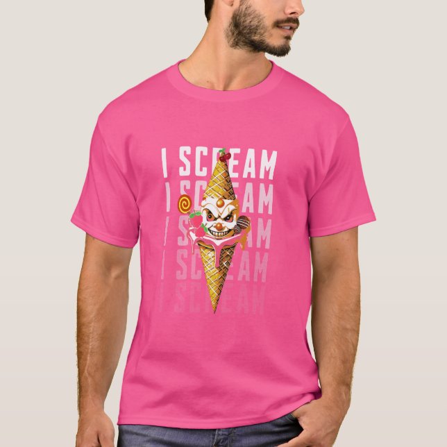 Funny Ice Cream Halloween Treat Scary Evil Clown C T-Shirt (Front)