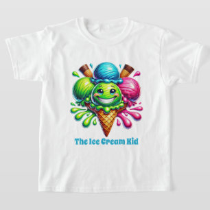 Funny ice cream kid add text  T-Shirt