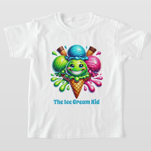 Funny ice cream kid add text  T-Shirt (Laydown)