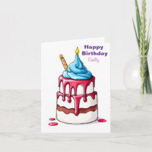 FUNNY ICE CREAM KIDS BIRTHDAY CAKE CARD