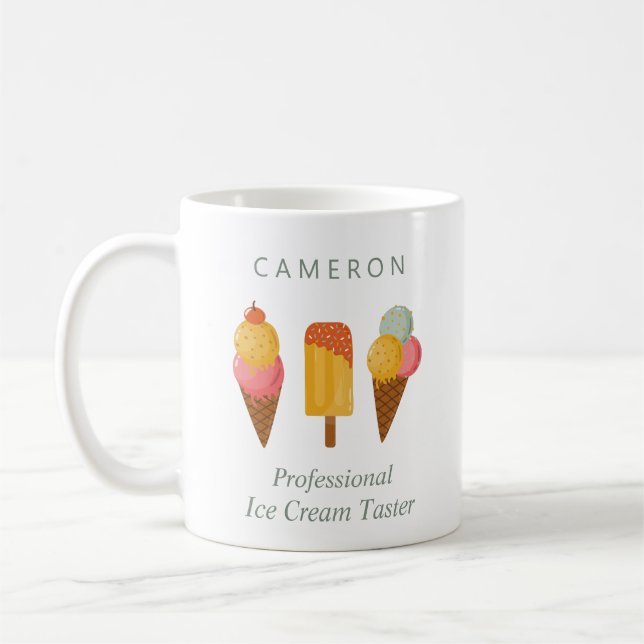 Funny Ice Cream Lovers Humour Cute Personalised Coffee Mug (Left)